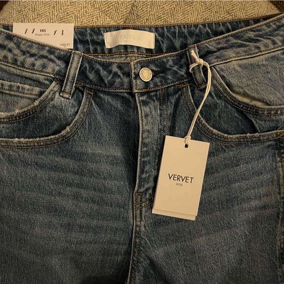 Vervet high rise cuffed panel baggy wide leg denim - Picture 2 of 3